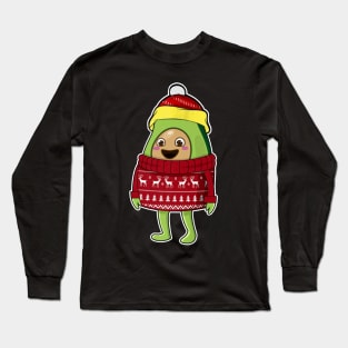 Avocado Santa Hat For Vegetarian Christmas Long Sleeve T-Shirt